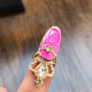 Pink Crown Fingertip Ring